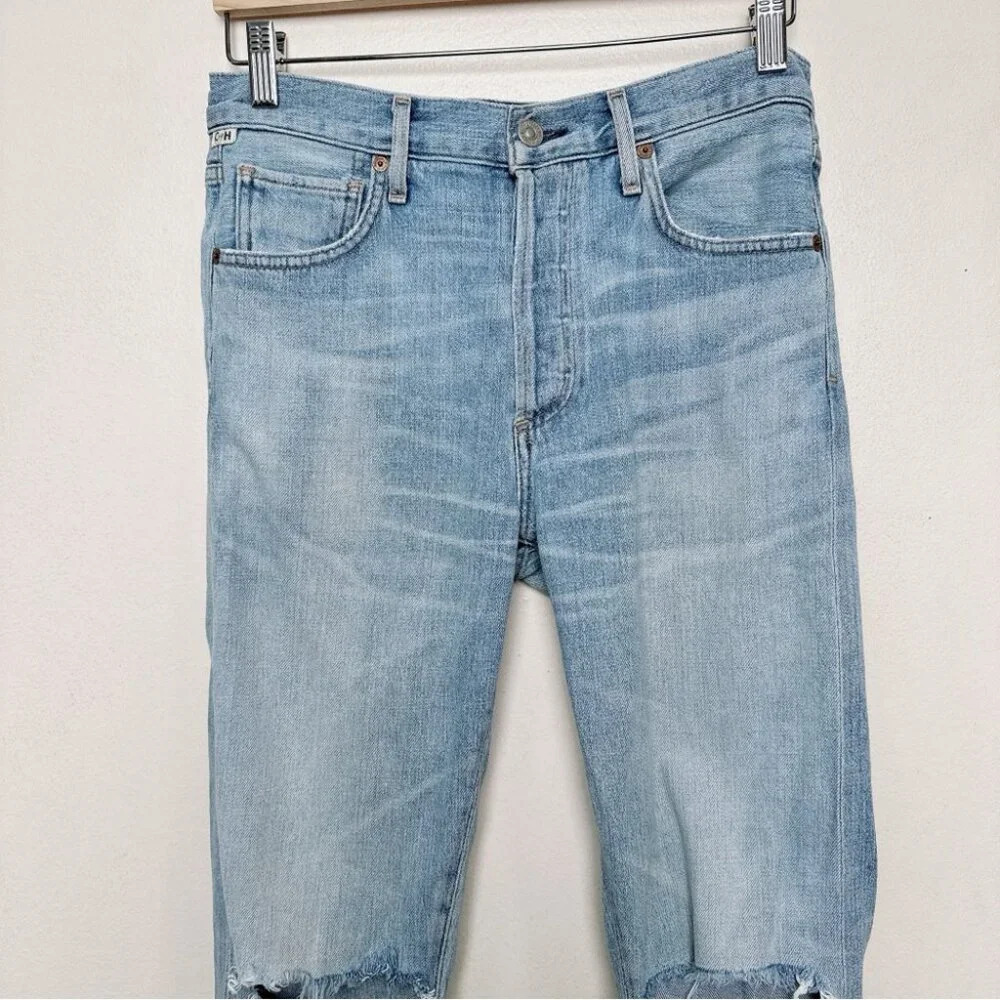 Citizens Of Humanity Womens 26 Distressed Knee Liya High Rise Crop Classic Jeans - Picture 3 of 15